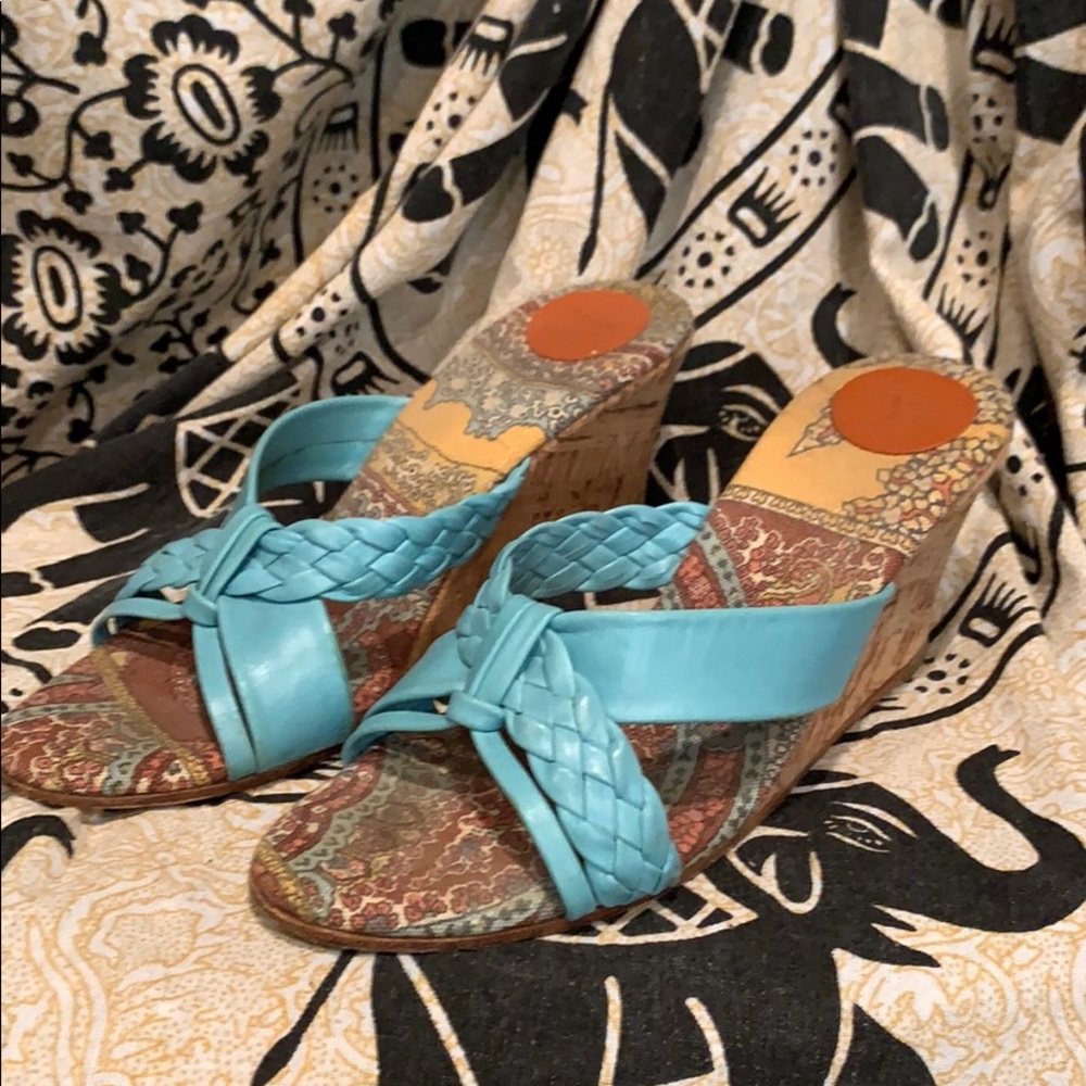 Pretty slip on shoes in teal blue